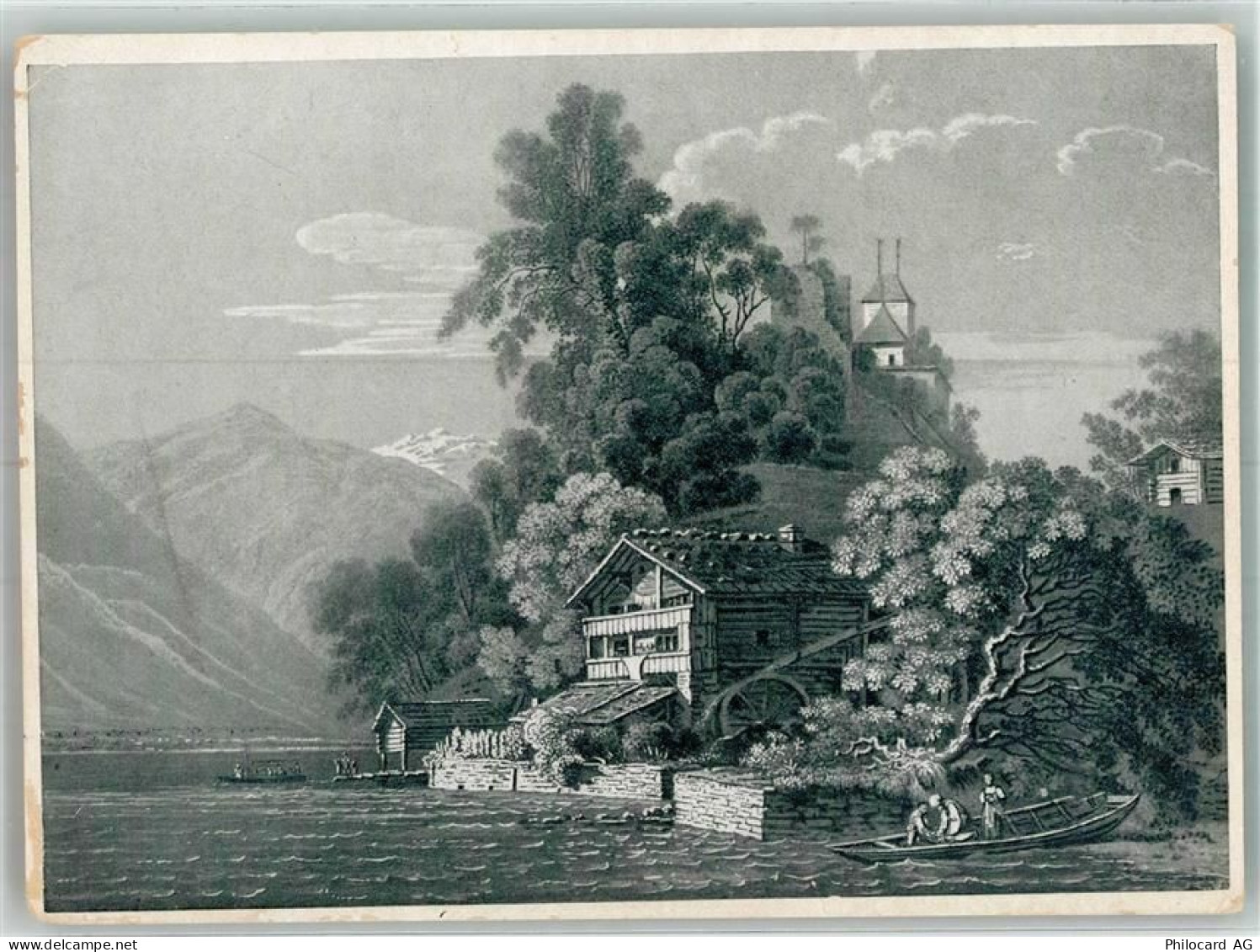 3852 Ringgenberg BE Gebrauchsspuren Mühle Burg Ringgenberg Stich auf AK... - 39763189