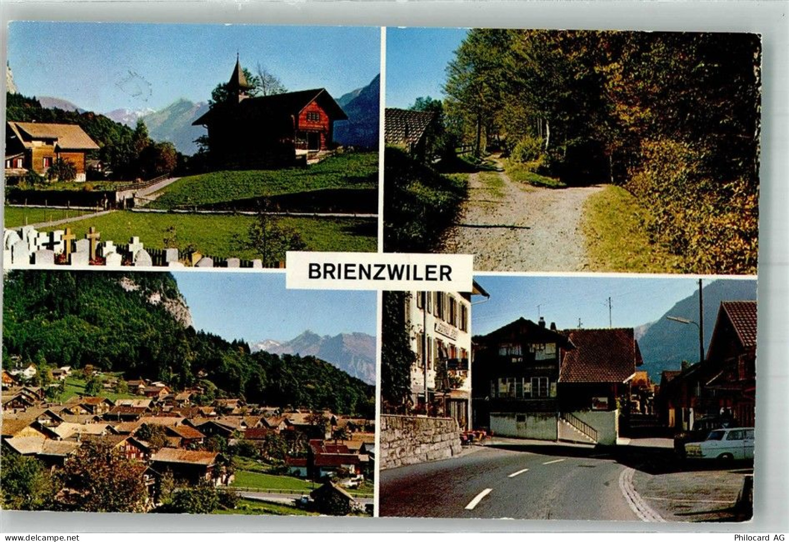3856 Brienzwiler Foto AK Kirche Friedhof Gasthaus Auto - 38210184