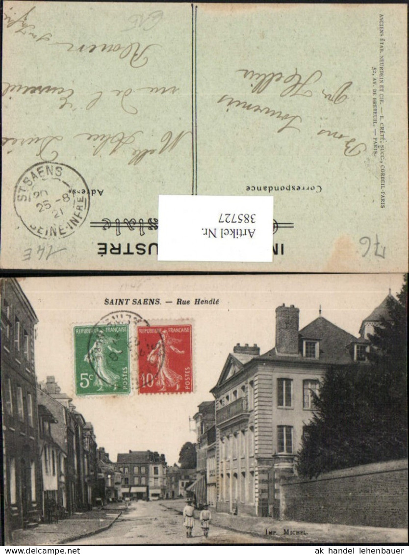 385727,Haute-Normandie Seine-Maritime Saint Saens Rue Hendle Straßenansicht