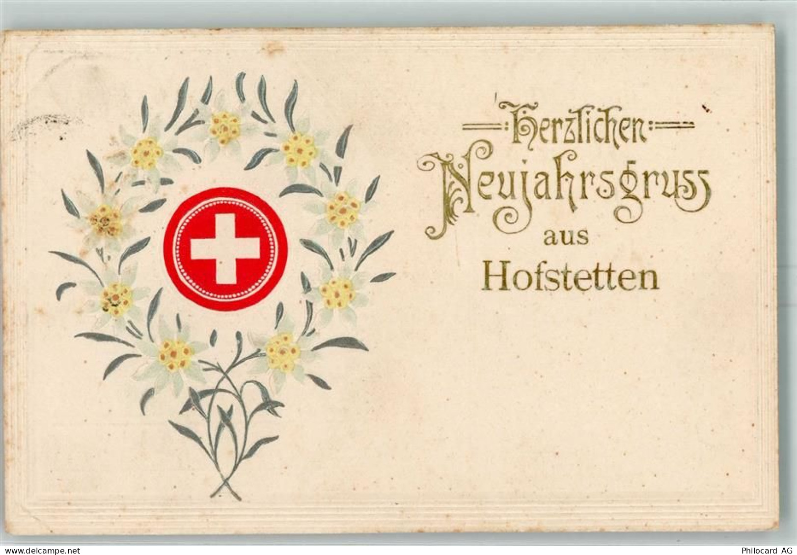3858 Hofstetten b. Brienz 1910 Prägedruck Neujahr Passepartout - 13159845
