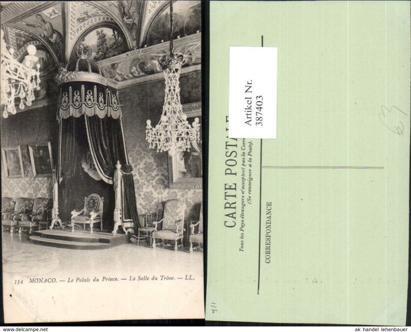 387403,Monaco Le Palais du Prince La Salle du Trone F&uuml;rstenpalast Thronsaal