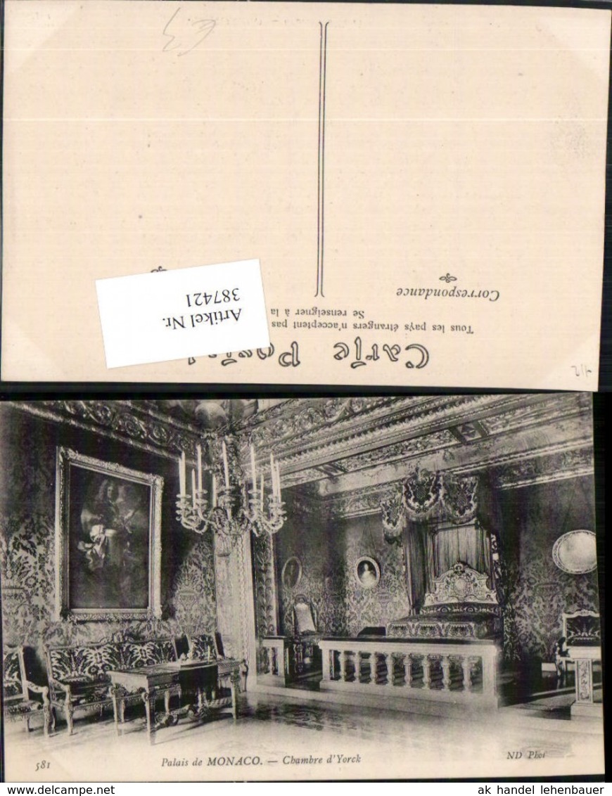 387421,Monaco Palais Chambre d'Yorck F&uuml;rstenpalast Schlafzimmer