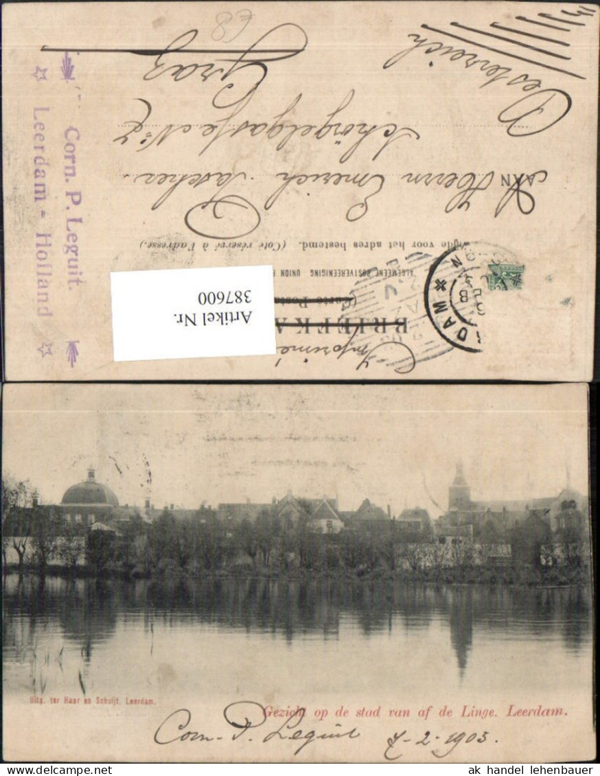 387600,Netherlands Leerdam Gezicht op de stad van af de Linge Teilansicht