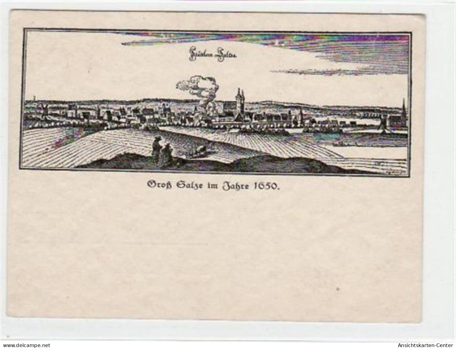 39009768 - Federzeichnung von Bad Salzelmen.  Gross Salze im Jahre 1650 ungelaufen  kleiner Knick oben rechts, sonst gu