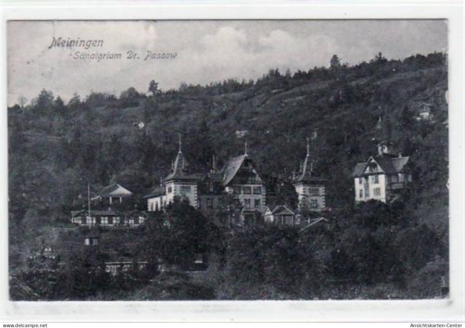 39013674 - Meiningen mit Sanatorium Dr. Passow gelaufen von 1906. leichte Eckabschuerfungen und Raendern, kleiner Knick