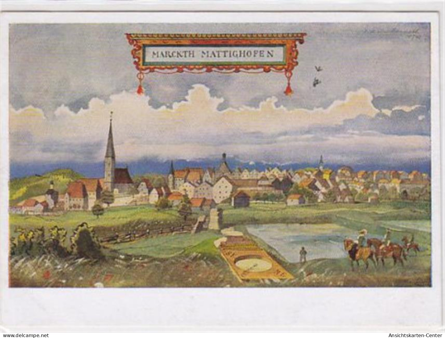 39015957 - Kuenstlerkarte Heimatwerk Oberdonau E.V., Kartenfolge III.: Staedte und Maerkte Nr. 7 Mattighofen, nach eine