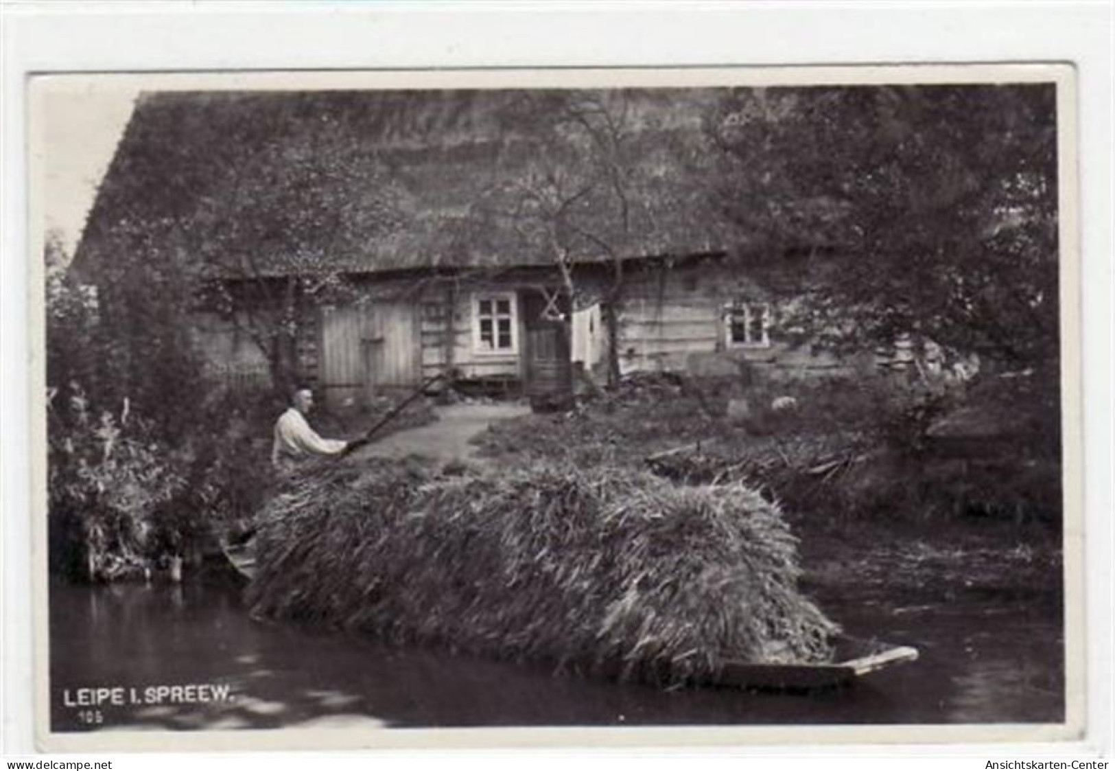 39021417 - Leipe im Spreewald mit Partie bei der Ernte gelaufen von 1937. Leichter Bug oben links und rechts, kleiner K