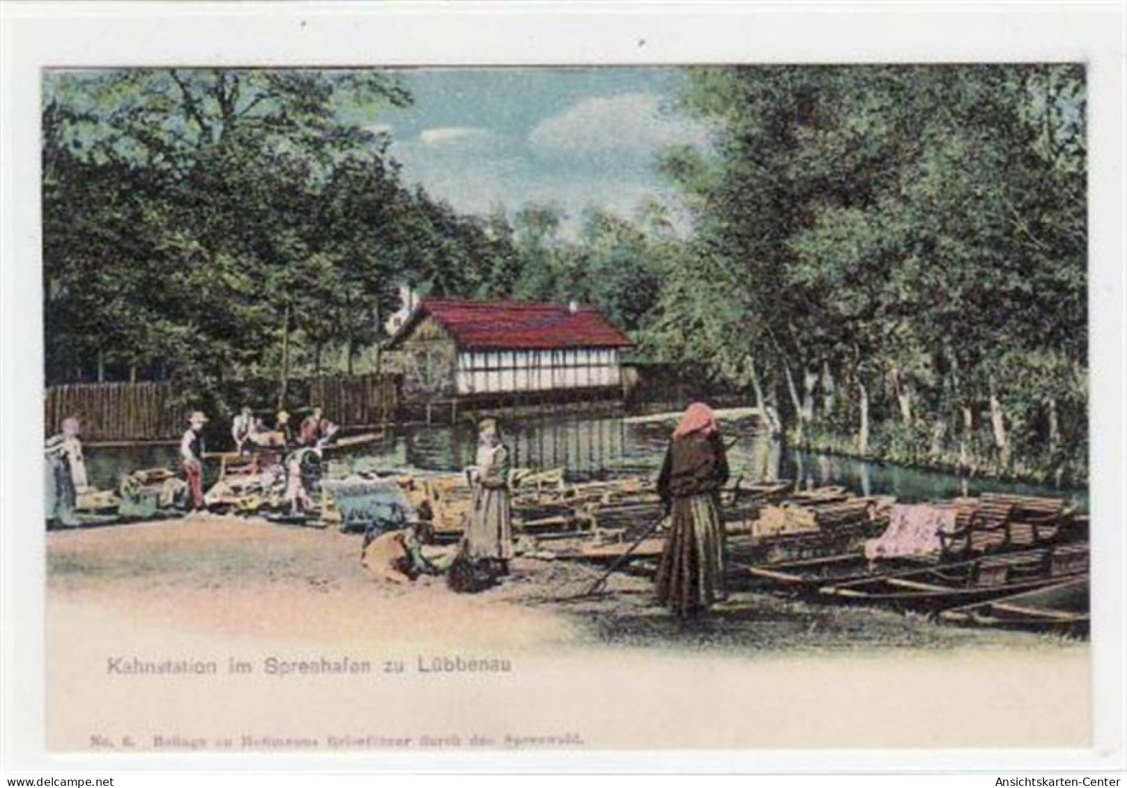 39021474 - Luebbenau mit Kahnstation im Spreehafen. ungelaufen um 1900 Top Erhaltung.