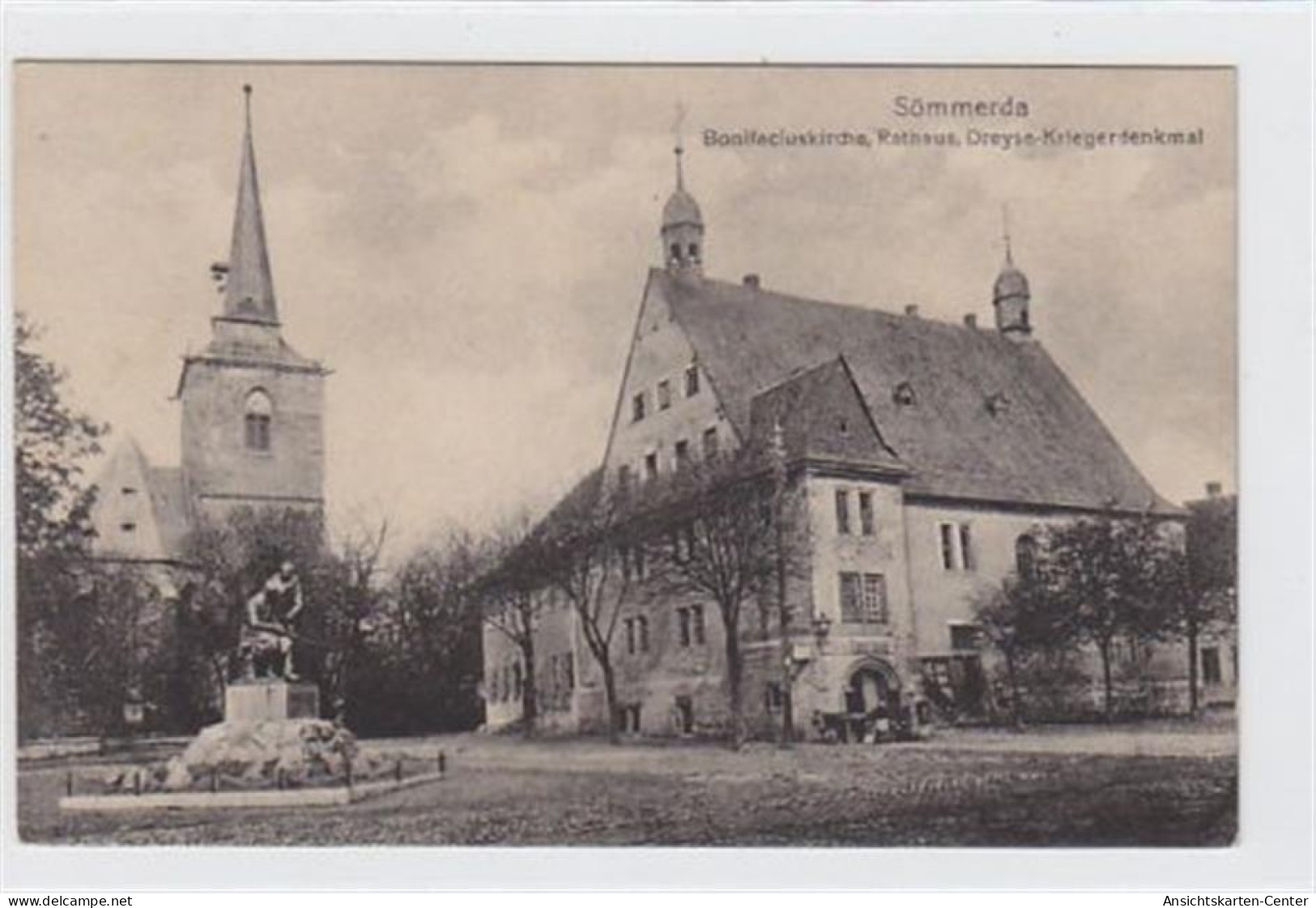 39022488 - Soemmerda mit Bonifaciuskirche, Rathaus und Dreyse-Kriegerdenkmal ungelaufen  Gute Erhaltung.