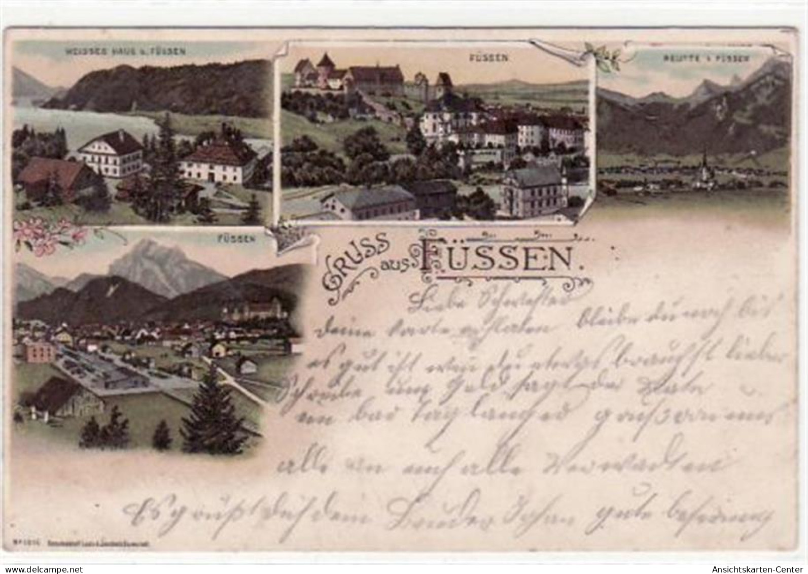 39027228 - Gruss aus Fuessen im Allgaeu.   Weisses Haus bei Fuessen, Reutte bei Fuessen, sowie zwei verschiedene Teilan