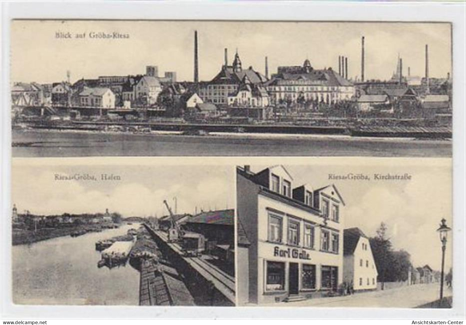 39032684 - Groeba-Riesa a. Elbe mit Blick auf Groeba-Riesa, Riesa-Groeba Hafen und Riesa-Groeba Kirchstrasse gelaufen a