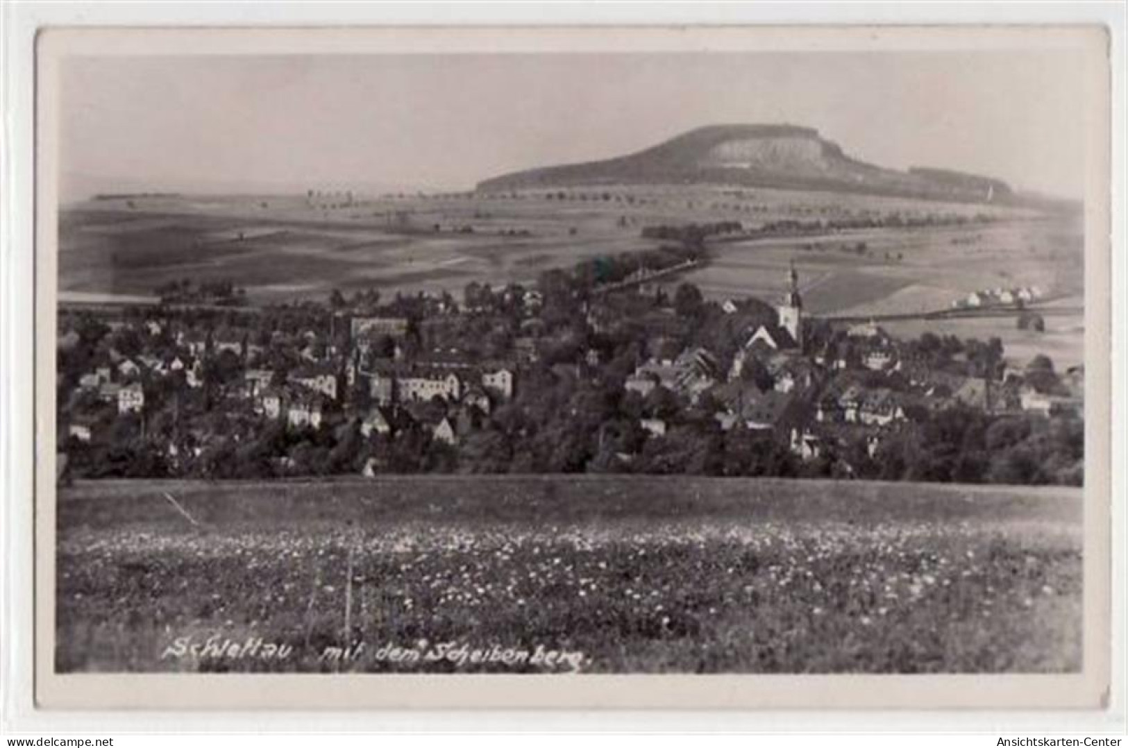 39036290 - Schlettau mit Gesamtansicht und Scheibenberg ungelaufen  Gute Erhaltung.