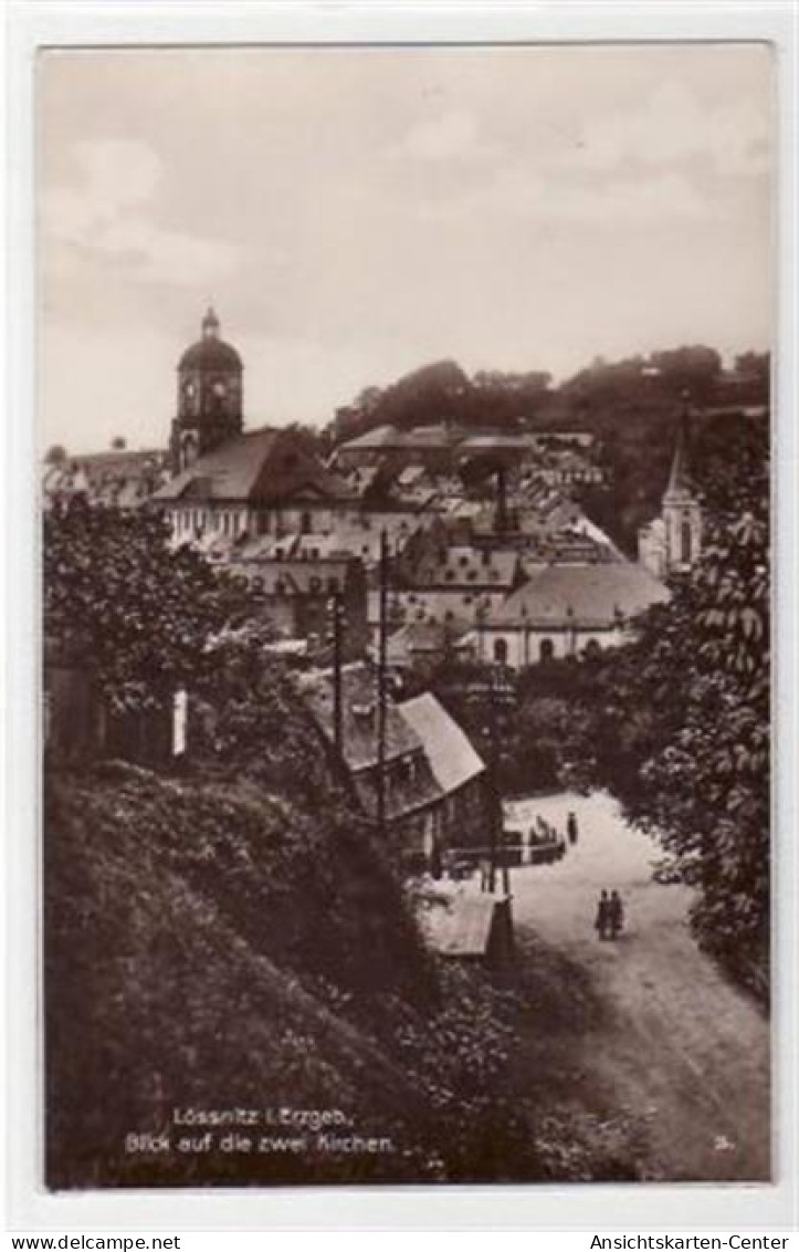 39036869 - Loessnitz mit Blick auf die zwei Kirchen ungelaufen  Gute Erhaltung.