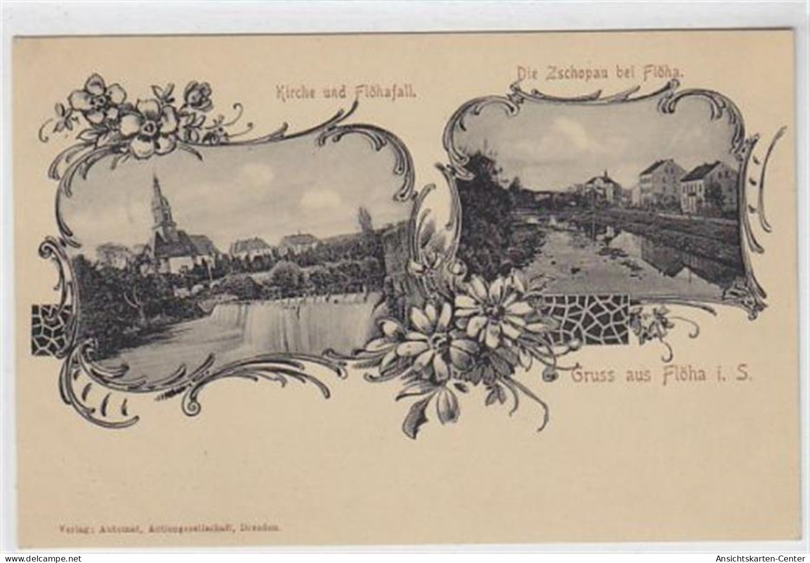 39037696 - Floeha in Sachsen. Kirche Floehafall Zschopau bei Floeha. Ungelaufen mit Marke,  Sehr gut erhalten.