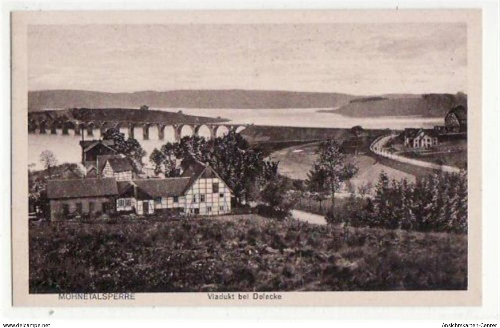 39064616 - Moehnetalsperre mit Viadukt bei DelEcke ungelaufen  Top Erhaltung.