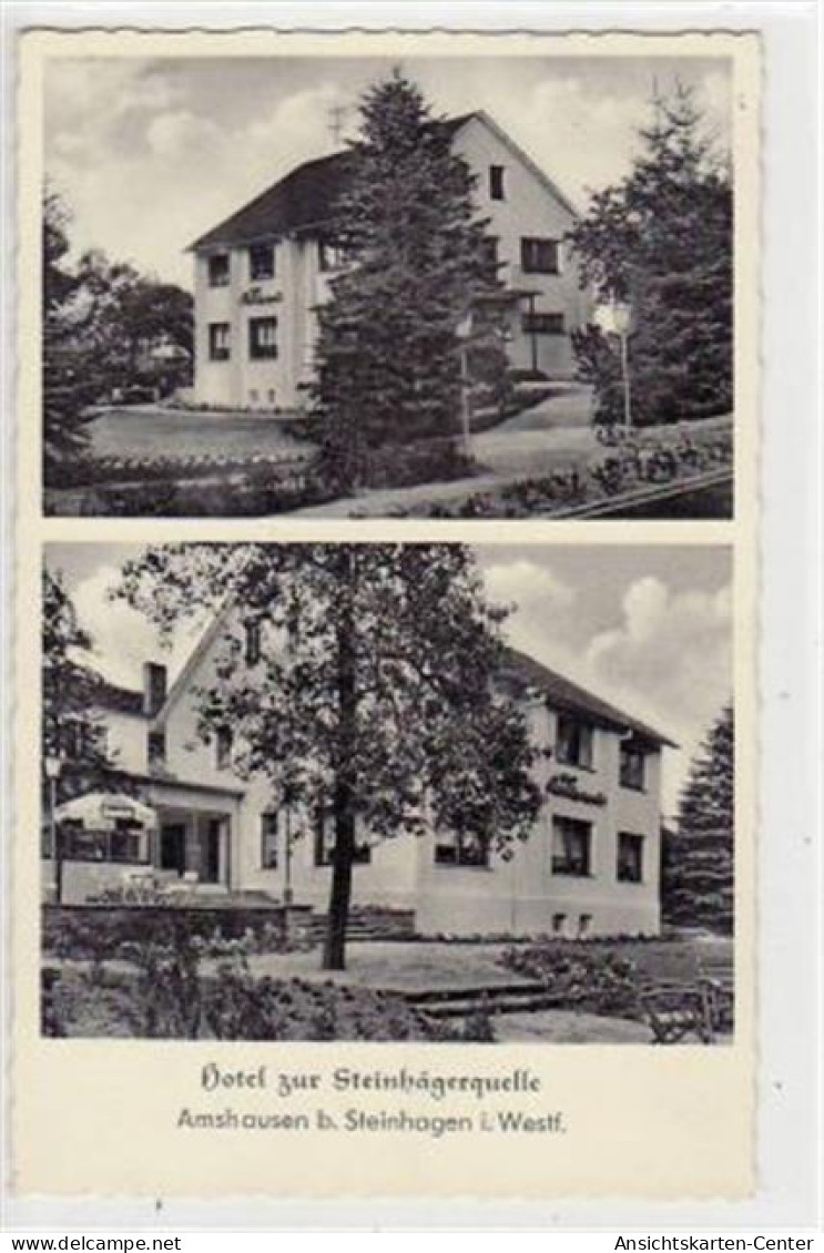 39064803 - Amshausen bei Steinhagen mit Hotel zur Steinhaegerquelle. Karte beschrieben. Gute Erhaltung.
