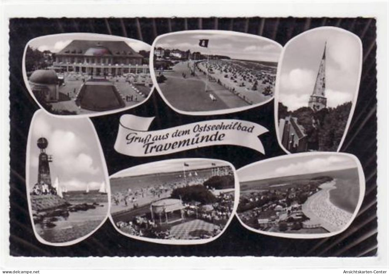 39070990 - Luebeck Travemuende, 6 Abbildungen mit Kirchturm ungelaufen  Top Erhaltung.