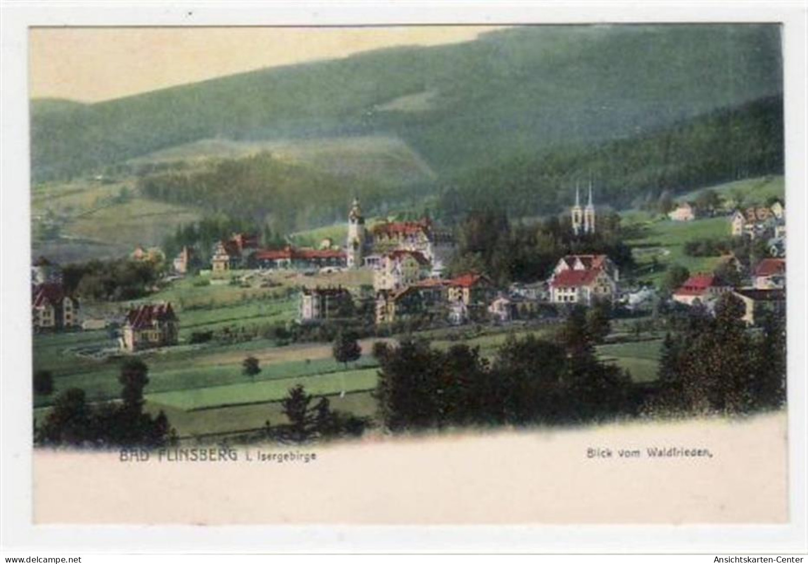 39073037 - Bad Flinsberg / Swieradów-Zdrój, Kreis Loewenberg / Lwówek Slaski, Blick v. Waldfrieden. ungelaufen um 1900