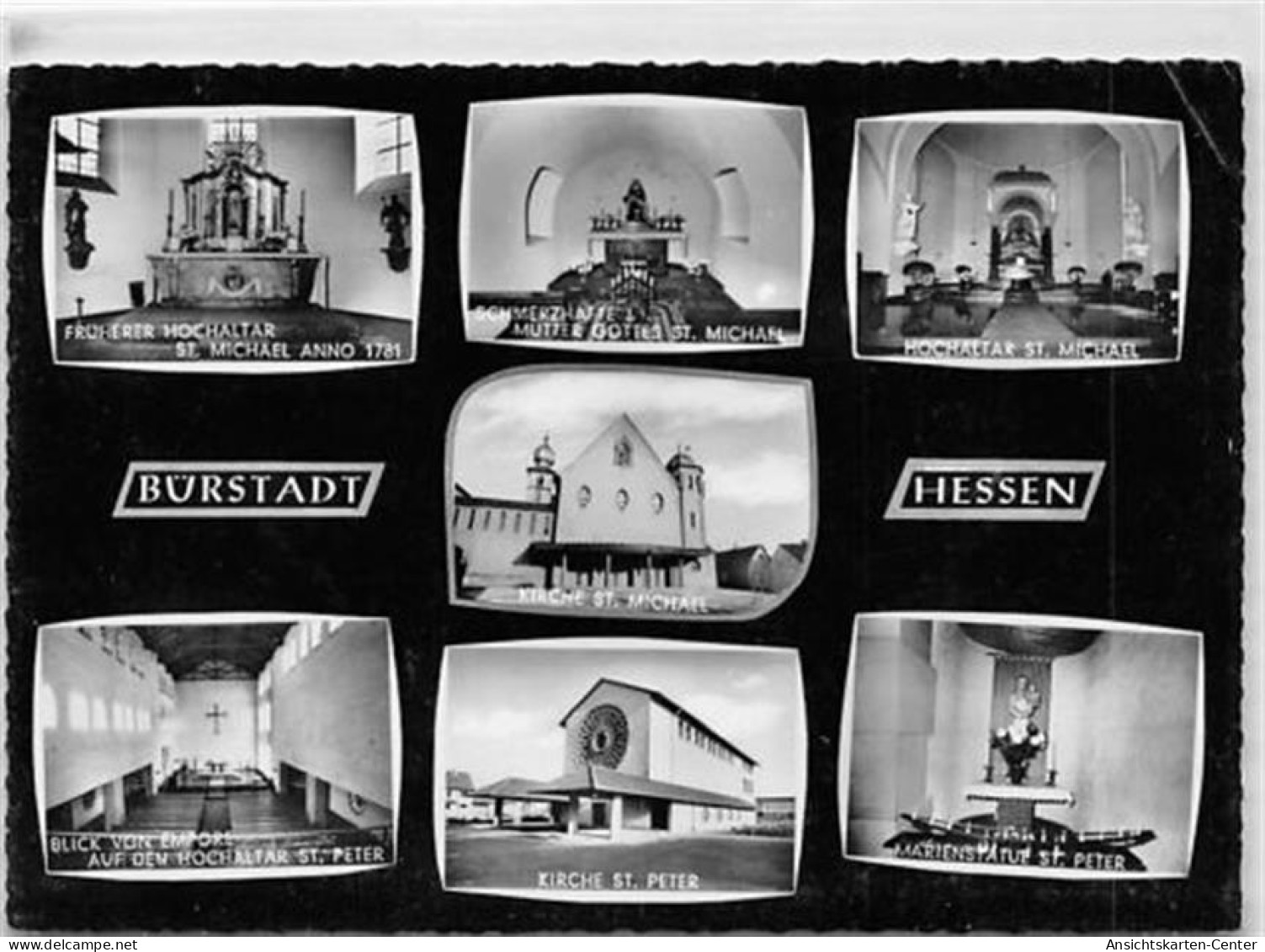 39102100 - Buerstadt in Hessen mit Kirche St. Michael und St. Peter ungelaufen  kleiner Knick oben rechts, sonst gut er