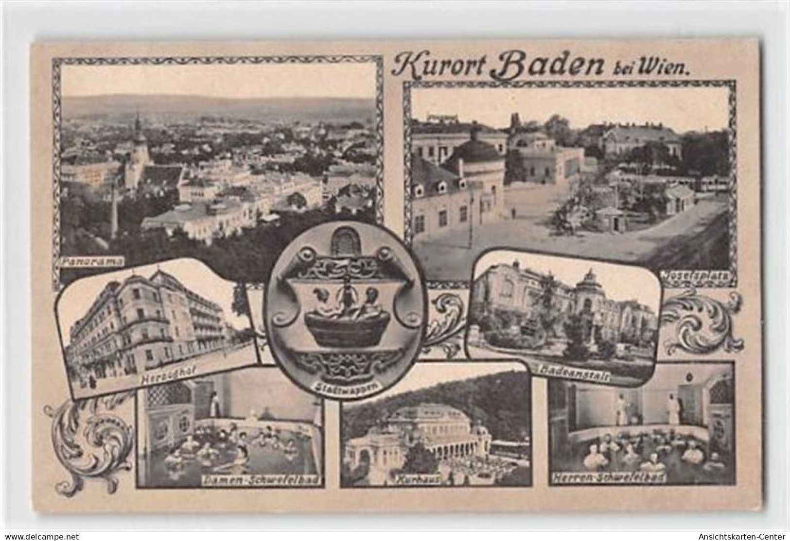 39121625 - Baden bei Wien mit Herzoghof und Josefsplatz ungelaufen  Gute Erhaltung.