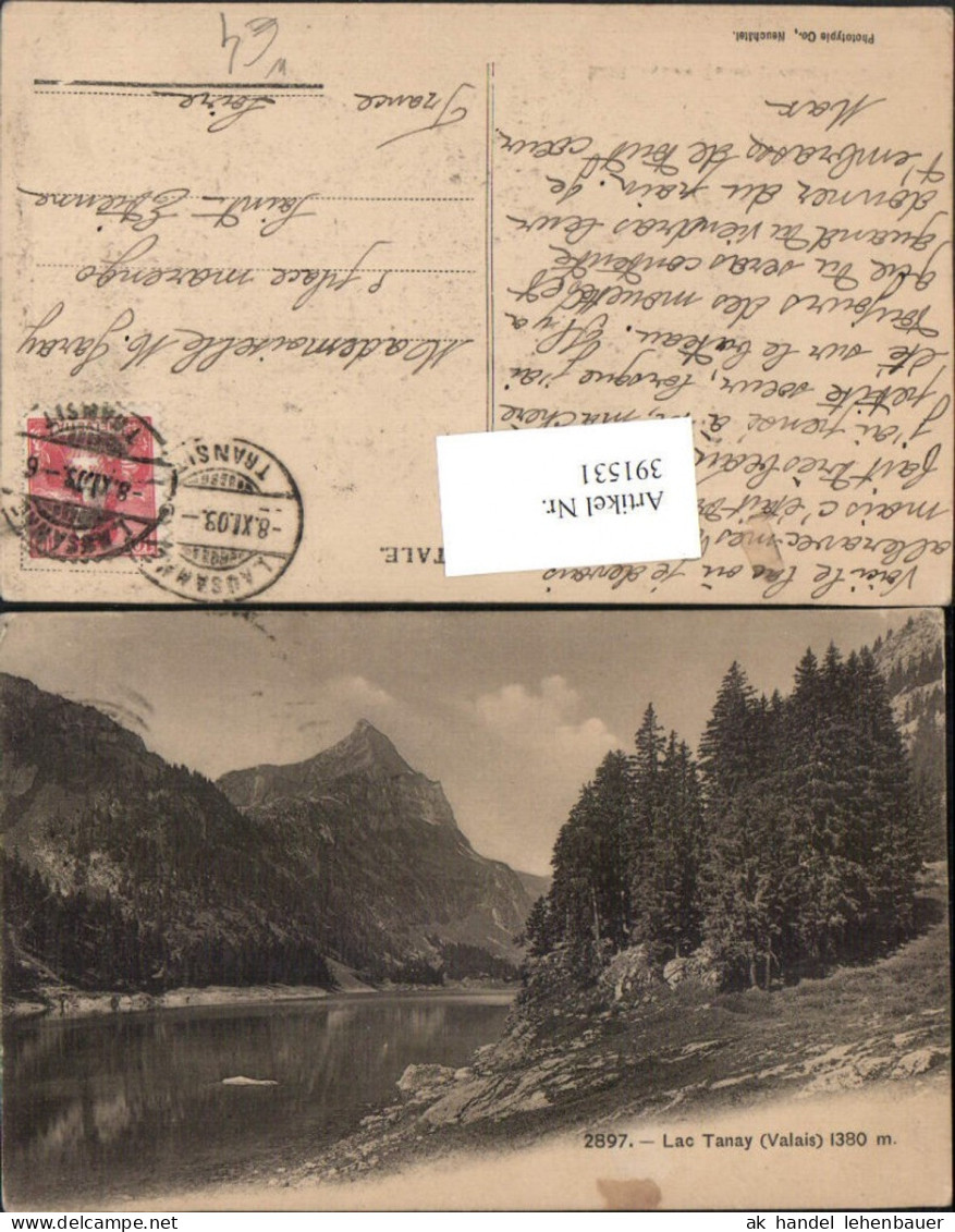 391531,Lac Tanay Valais See b. Vouvry Bergkulisse Kt Wallis