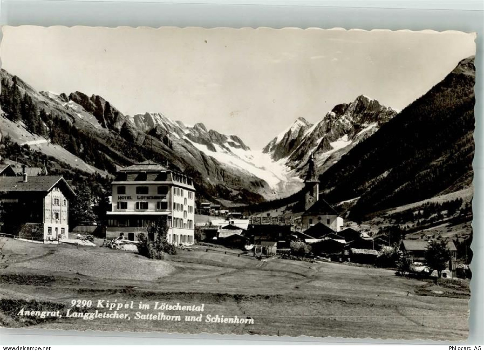 3917 Kippel Foto AK Hotel Lötschenberg Kirche - 38071254