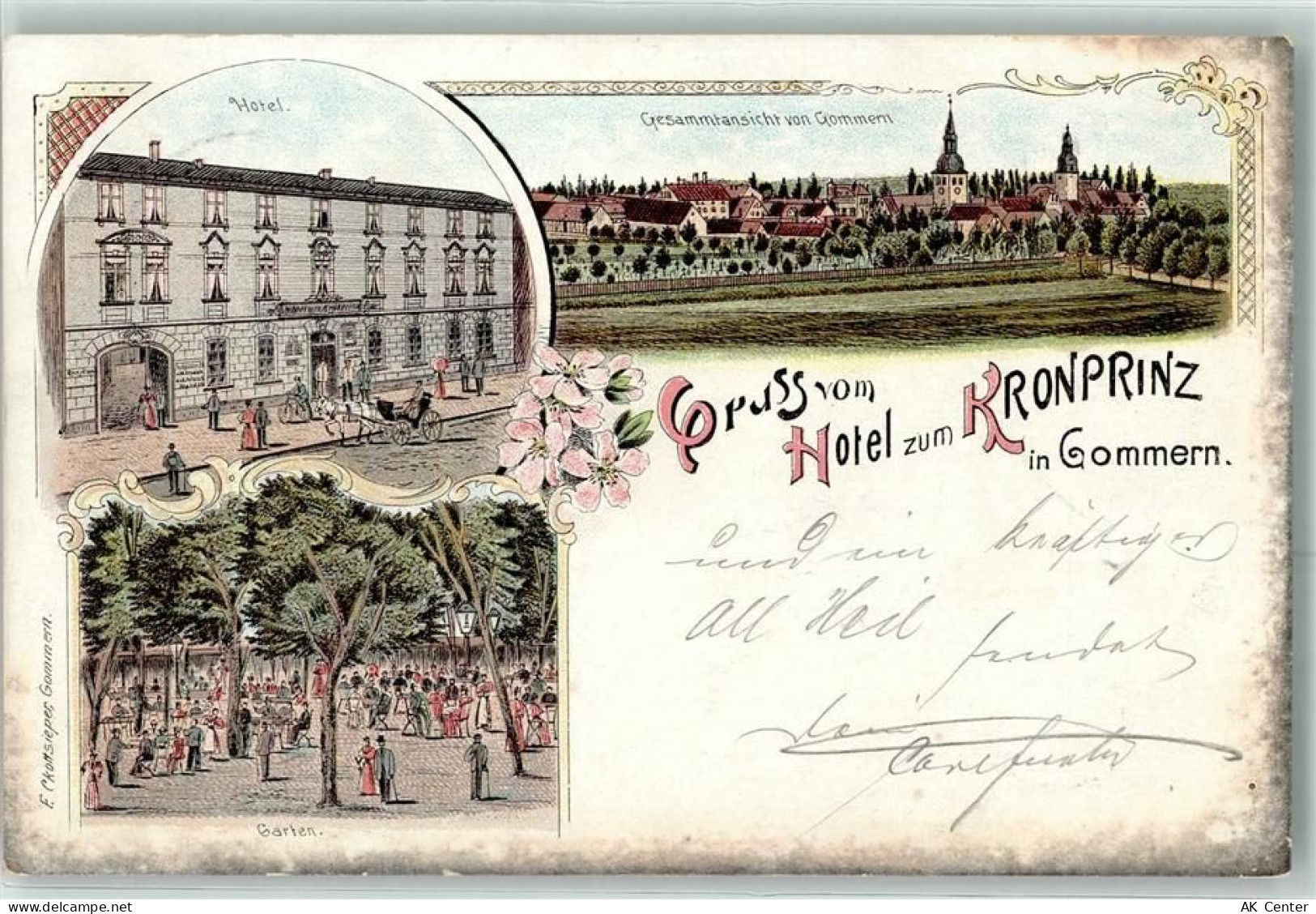 39175 O3104 Gommern 1900 Lithographie Hotel Zum Kronprinz - 13613033