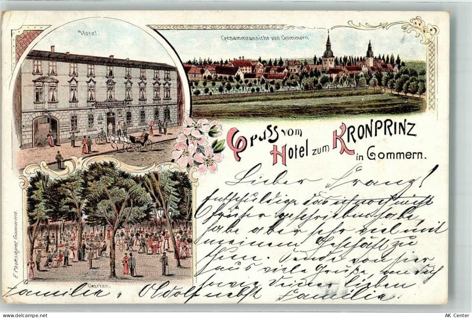 39175 O3104 Gommern Lithographie Hotel Zum Kronprinz - 13635217