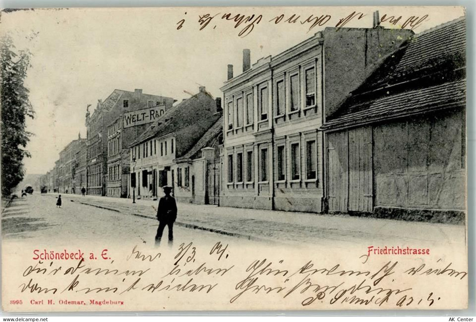 39218 O3300 Schönebeck Elbe 1904 - Friedrichstraße Fassadenwerbung Welt-... - 13657431