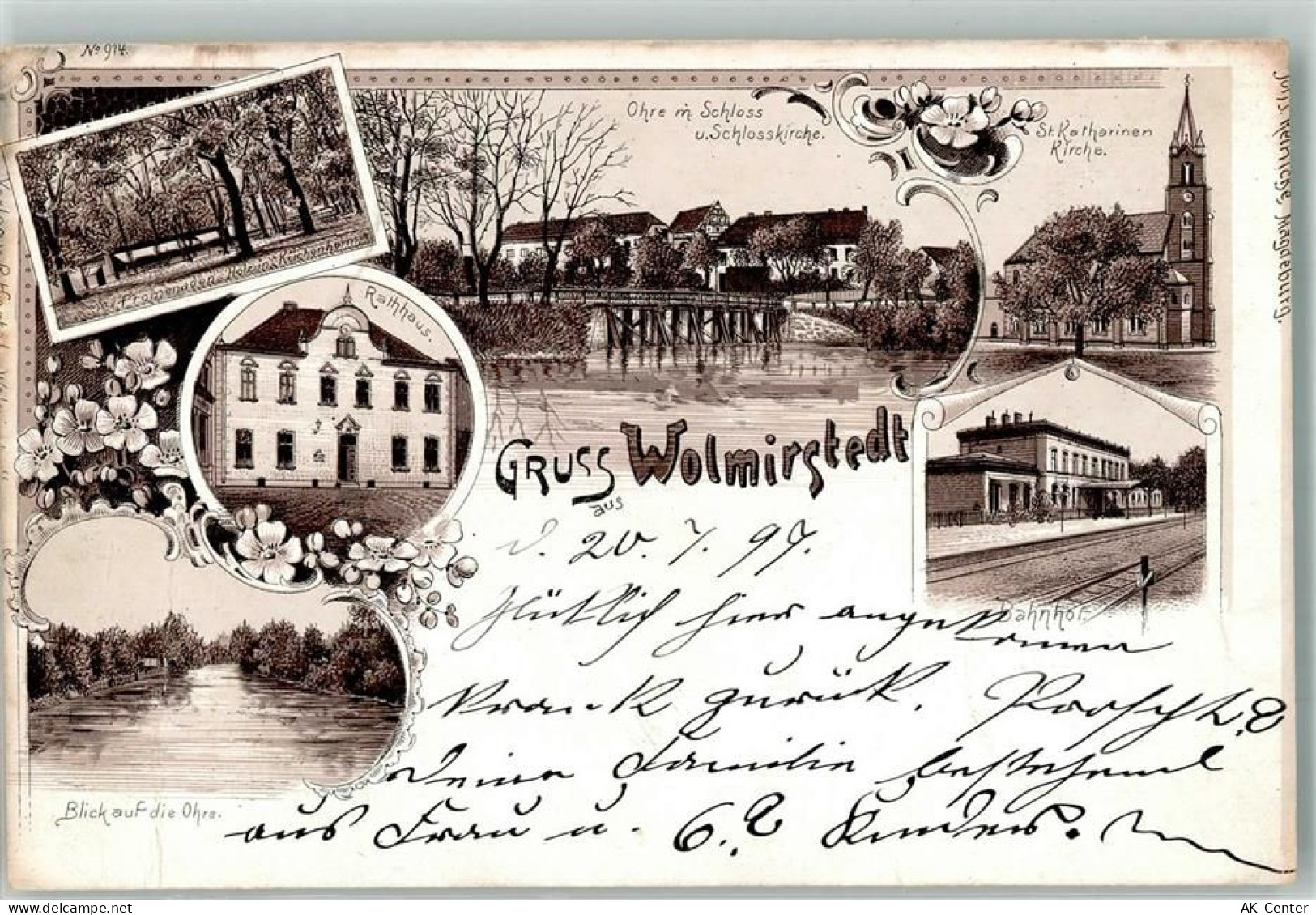 39326 O3210 Wolmirstedt 1897 Lithographie Vorläufer Druck um 1890 Rathau... - 13661479