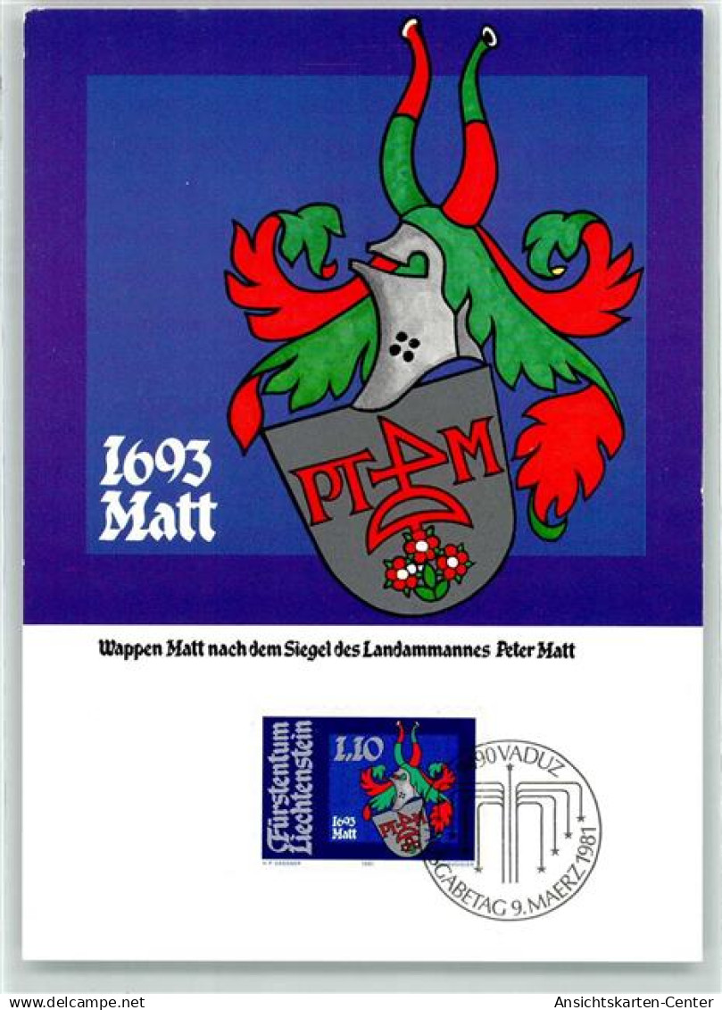39342775 - Wappem Matt nach dem Siegel des Landammannes Peter Matt Rot Gruen Ausgabe 9. Maerz 1981