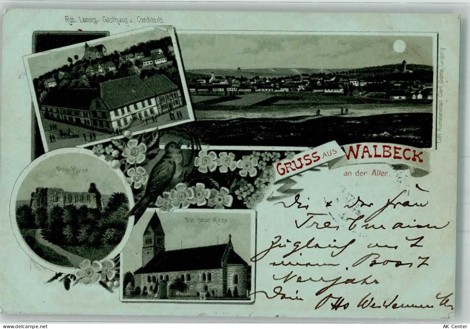 39356 O3241 Walbeck b Haldensleben 1899 Lithographie Singvogel Gasthaus-... - 13653857