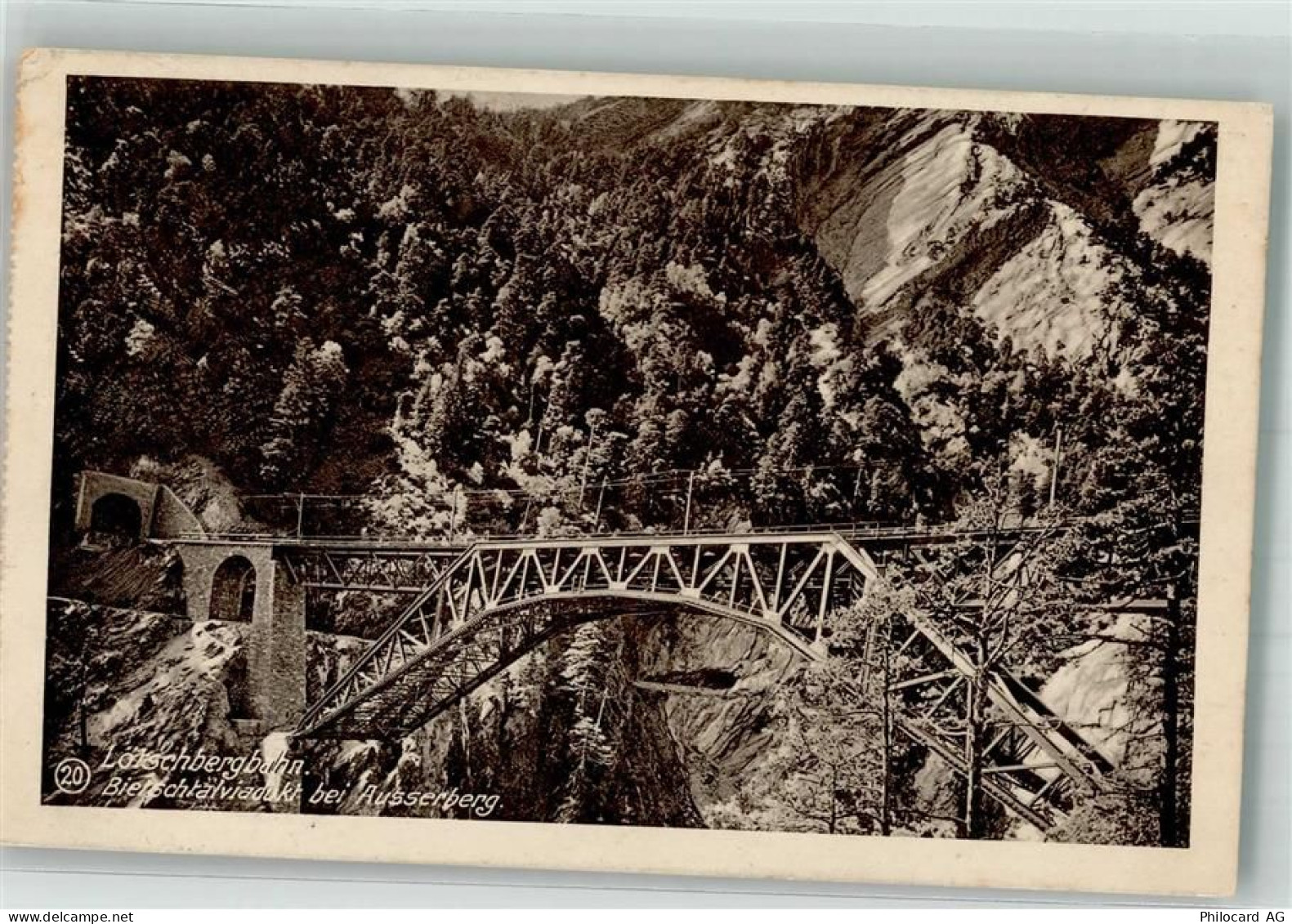 3938 Ausserberg 1917 Foto AK Lötschbergbahn Bielschtalviadukt - 39979363