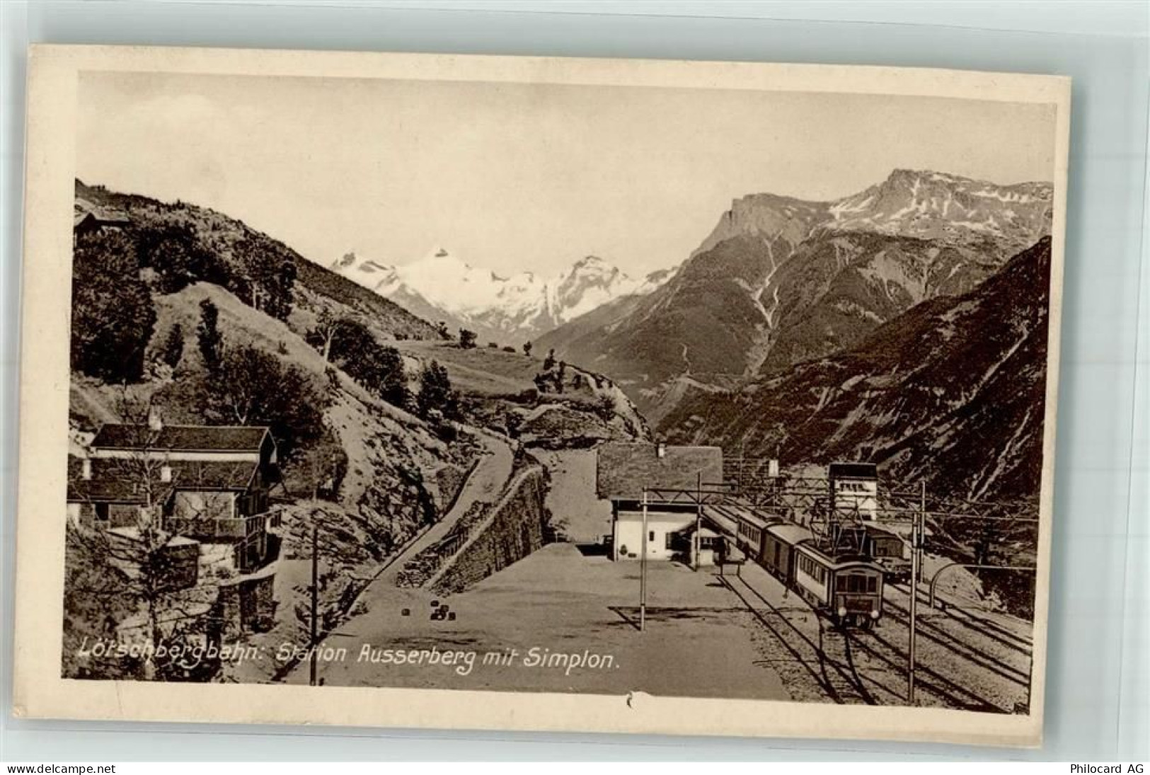 3938 Ausserberg Foto AK Bahnhof Lötschbergbahn Simplon - 14000876