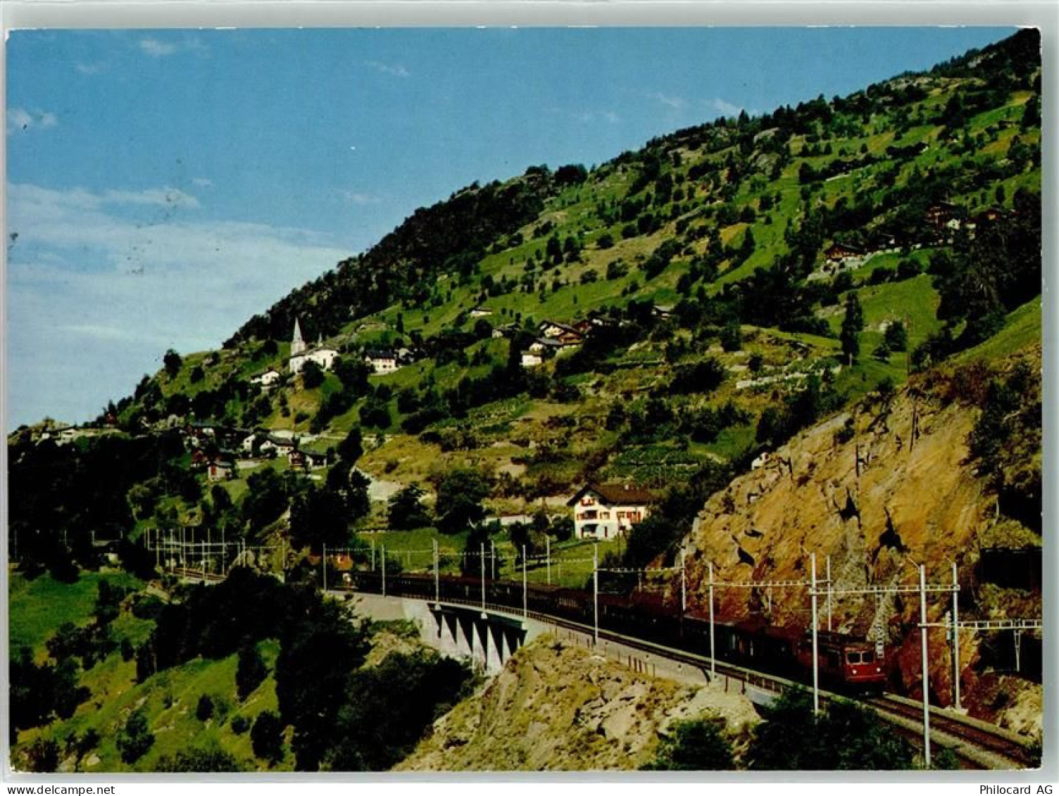 3938 Ausserberg Foto AK Eisenbahn Lötschberg-Südrampe - 39699415