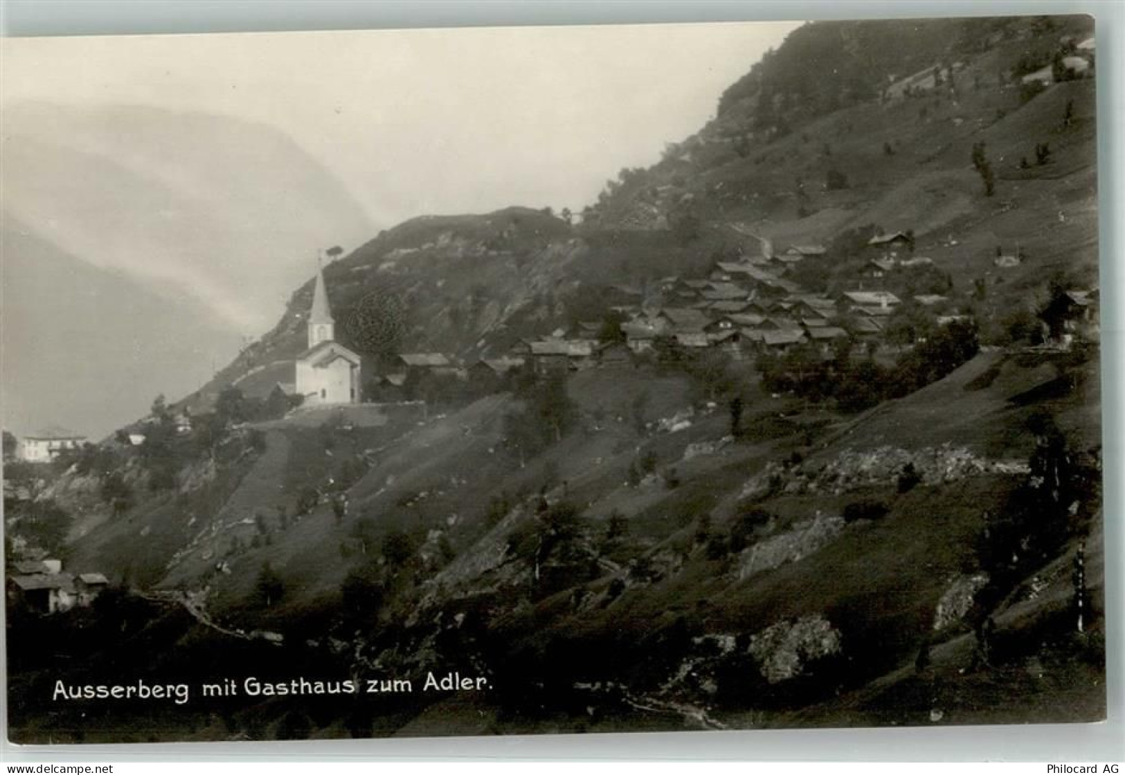 3938 Ausserberg Foto AK Kirche Gasthaus zum Adler - 10729561