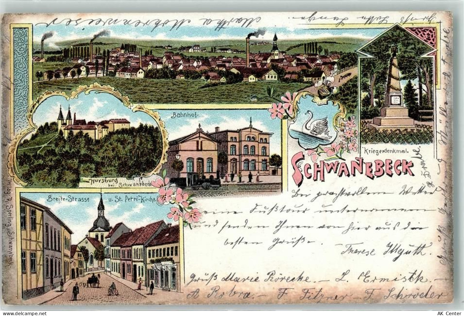 39397 O3237 Schwanebeck b Oschersleben 1900 Lithographie Hursburg bei Sc... - 13608699