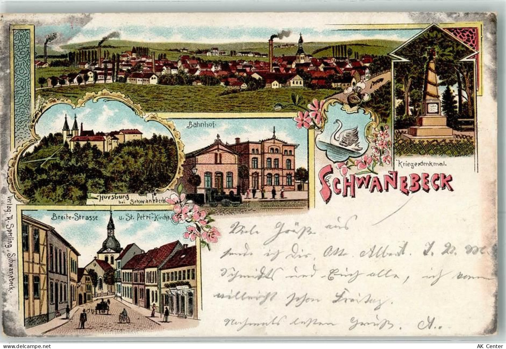 39397 O3237 Schwanebeck b Oschersleben 1903 Lithographie Huysburg Bahnho... - 13612465