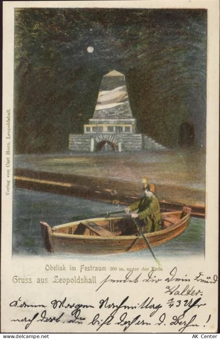 39418 O3250 Stassfurt 1903 - Stassfurt: Obelisk im Festraum, Höhle, -Gru... - 20028524