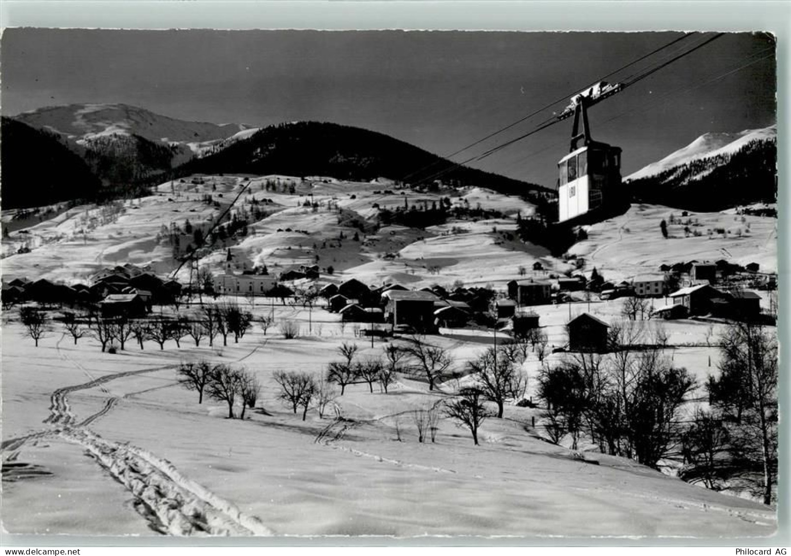 3944 Unterbäch VS - Luftseilbahn Skigelände Winter - 13123173
