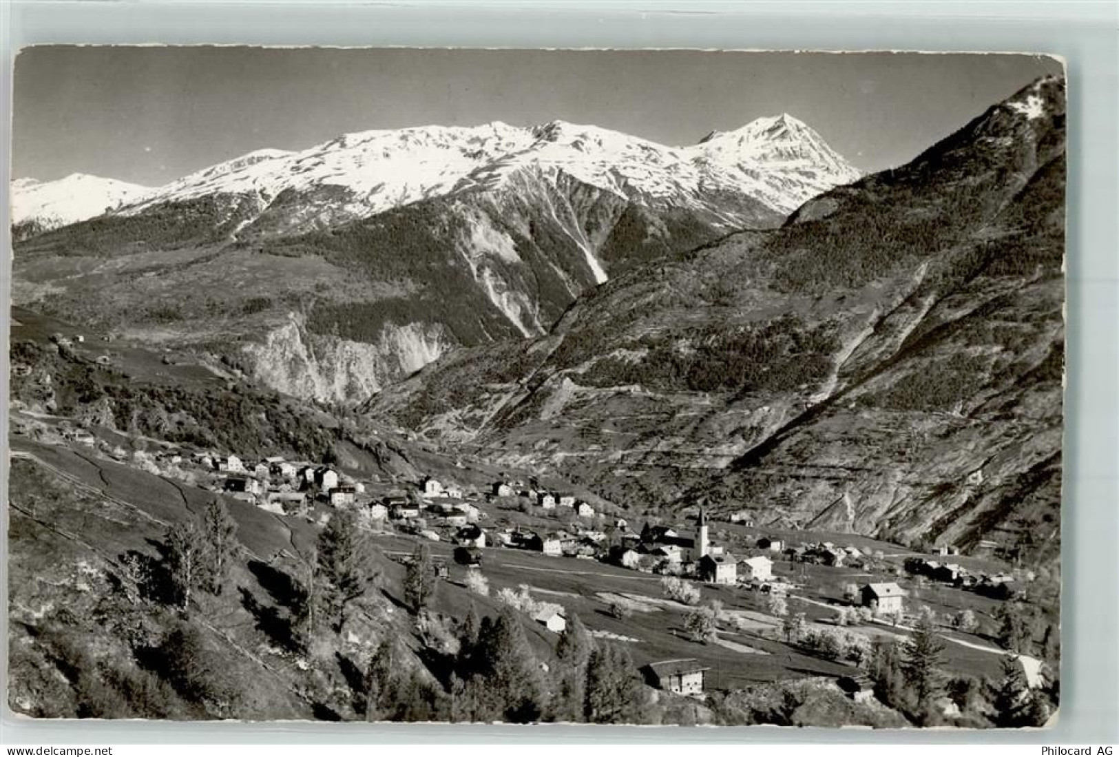 3944 Unterbäch VS - Niven Balmhorn Hotel Edelweiss Metzgerei Kirche - 10587566