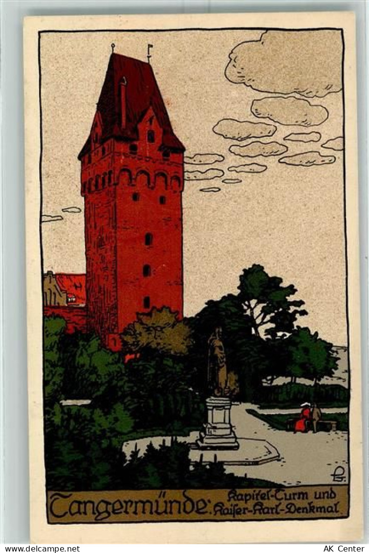 39590 O3504 Tangermünde Künstlersteindruck Kapitel-Turm und Kaiser-Karl-... - 13231585