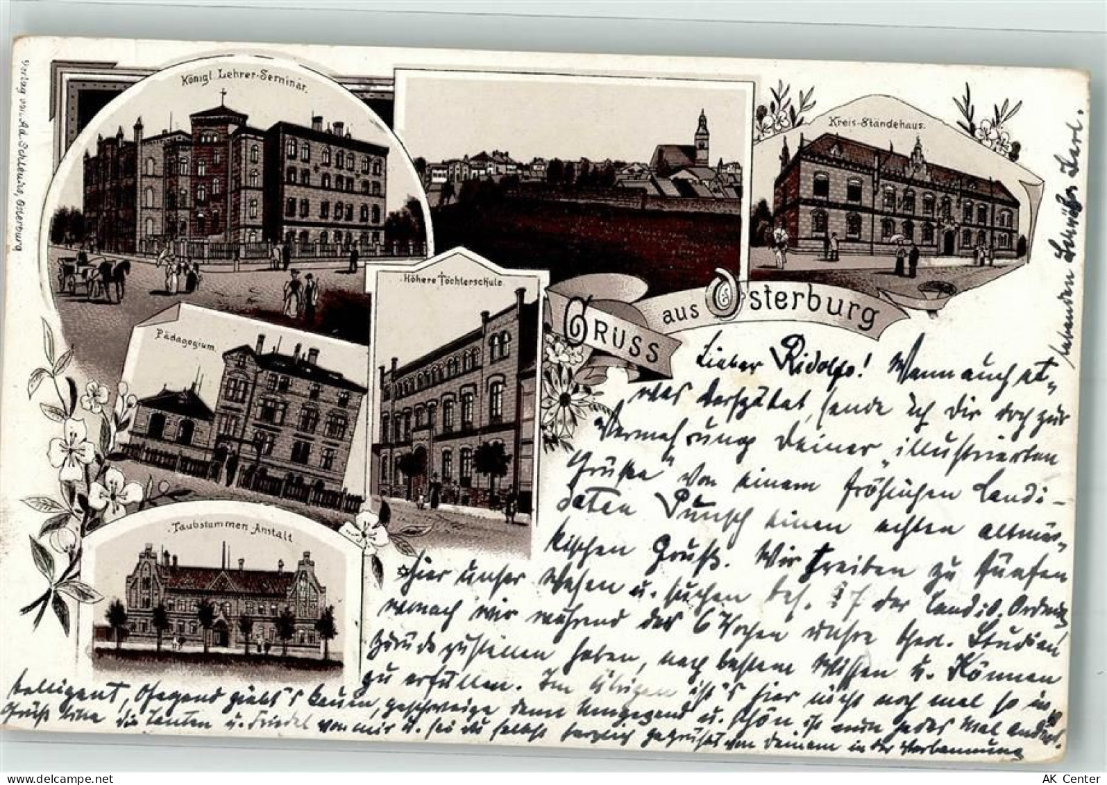 39606 O3540 Osterburg Altmark 1897 Lithographie Vorläufer Kreis-Krankenh... - 13632322