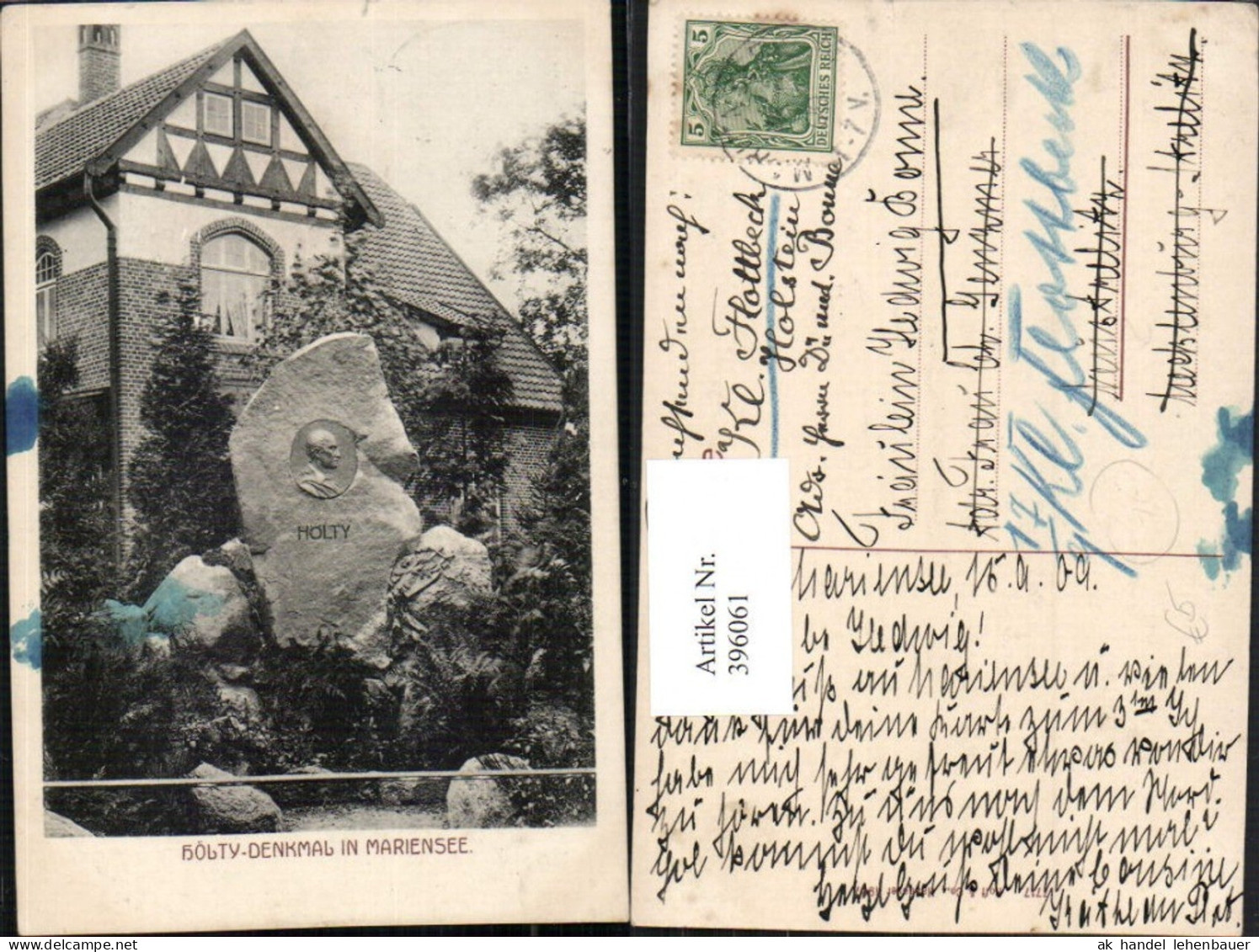 396061,Mariensee b. Neustadt am Rübenberge Hölty-Denkmal Felsen