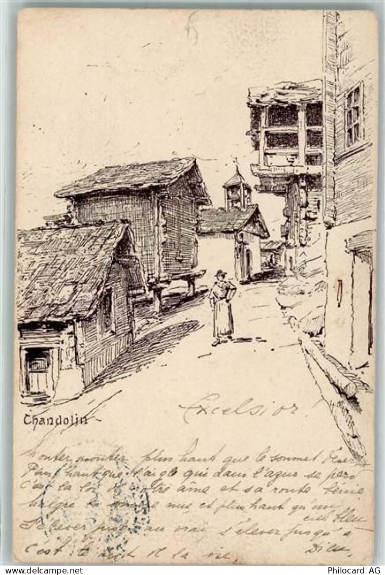 3961 Chandolin 1910 Künstlerkarte Alte Chalets - 10585723