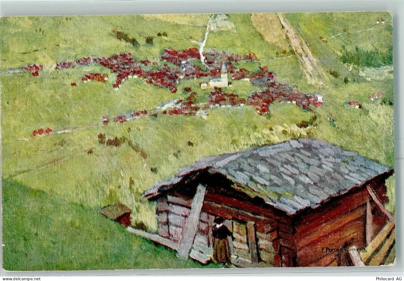 3961 Grimentz 1919 - sign. F. Portier Hütte - 10357454