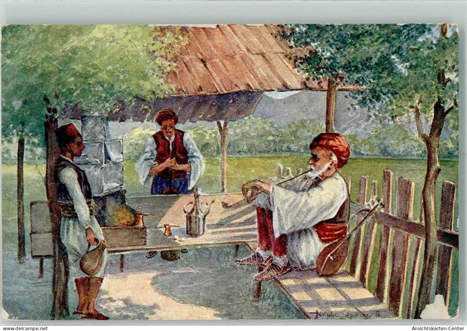 39788513 - Maenner im Cafe Verlag Pacher & Kisic No. 1160/914 Kuenstlerkarte