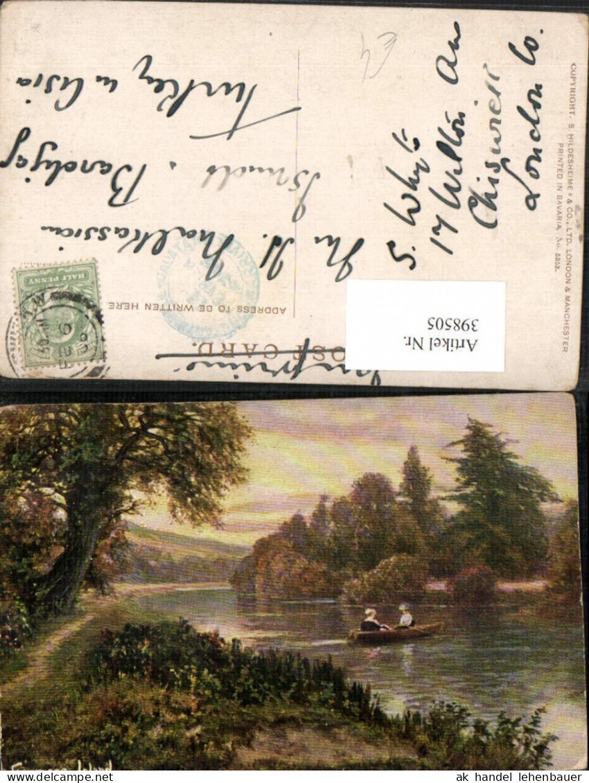 398505,Künstler AK England Formosa Island b. Cookham Fluss Ruderboot