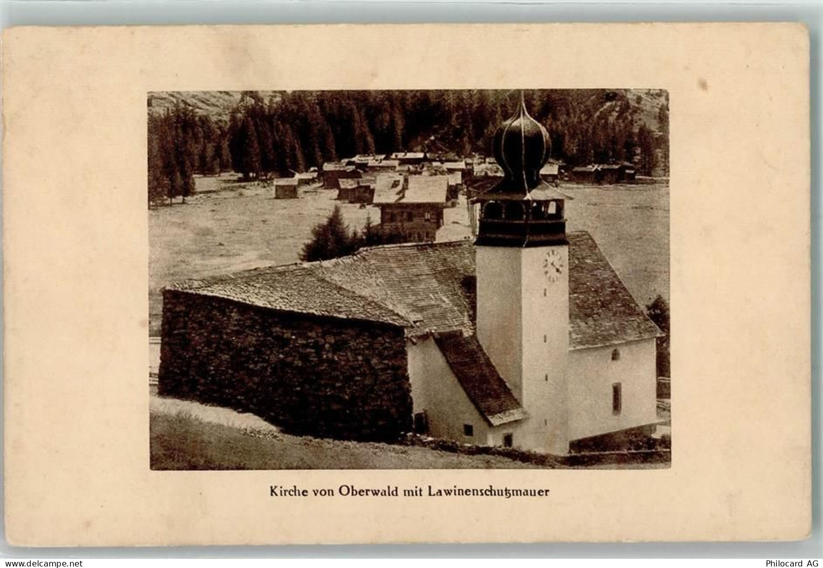3999 Oberwald - Kirche Lawinenschutzmauer Uhr - 10586246