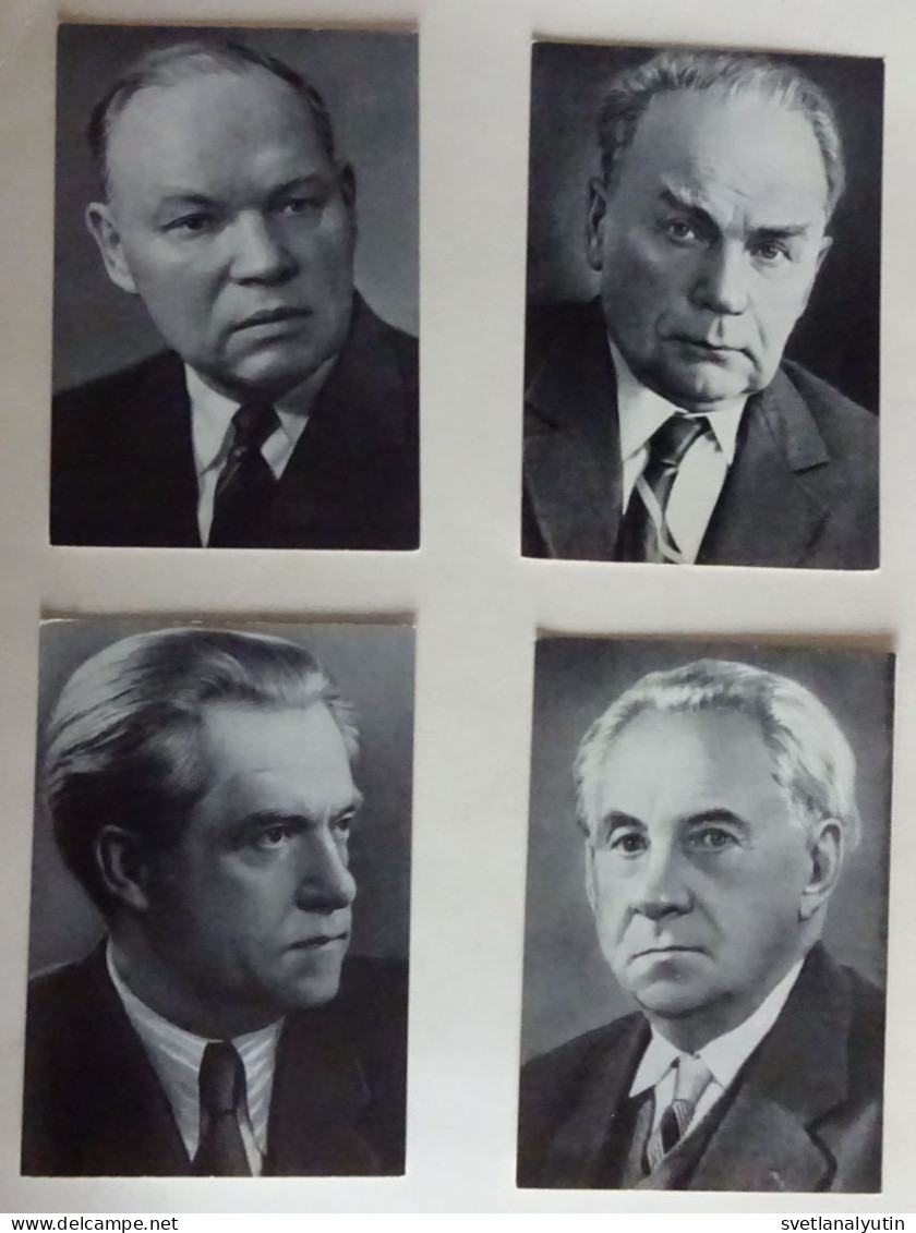 4 postcards of USSR 1973.Soviet Ukrainian writers.Rylsky,Galan,Golovko,Stelmakh